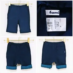 ME2-035☆familiarファミリア 90サイズ ウエストゴム ボトムス パンツ 日本製 ネイビー キッズ 子供服 ファッション■
