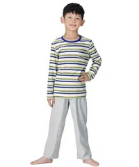 新品 Wacoal KIDS JUINOR(ワコール キッズ ジュニア) キッズ 男児パジャマ 長袖 綿100％(本体) 上下セット 長ズボン CBR114 YE 8