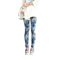 [PIENSE] 全12色 レギンス フリーサイズ カラフル ストレッチ お出掛け スポーツ 全般 ヨガ フィットネス ダンス (楓ブルー)