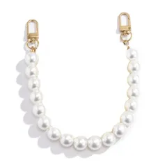 透明パッチ付き　ハンドストラップ　手通し可能　パール　28cm　ゴールド金具