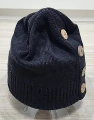 新品 綿100％ (真っ黒) ビーニー (帽子)