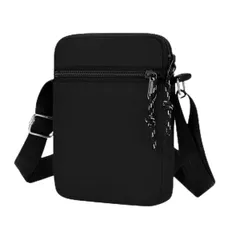 [Kanpari] ミニショルダーバッグ サコッシュ 小さめ ショルダーポーチ スマホバッグ スマホ ポーチ ミニショルダー ミニバッグ 斜めがけ 肩掛け ショルダーバッグメンズ レディース 子供 キッズ ナイロン 薄型 小型 軽量 コンパクト  [ブラック]