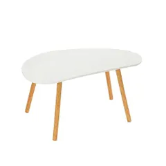 新品 L THOOH ローテーブル センターテーブル 机 低い テーブル 一人暮らし 5色 幅80×奥行40×高さ41.5cm 子 組立簡単 座卓 table 木製 北欧風 おしゃれ 角が丸い (水滴の形 ホワイト)