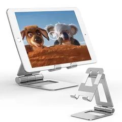 【新品】 タプレット スタンド 折り畳み Pewesv iPad stand 4-13インチ兼用 携帯スタンド アルミ ホルダ- 角度調整可能 在宅ワーク タプレット置き台 卓上縦置き 滑り止め iPad、Fire hd、Kindleなど対応シルバー