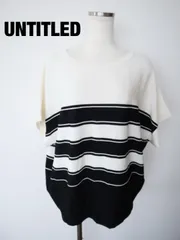 UNTITLED　アンタイトル　＜ゆったりシルエット＞薄手レーヨンストレッチフレンチスリーブ　大きいサイズ　４４　オフホワイト　ブラック　カジュアル　半袖　大人　送料込み　6465392