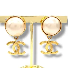 箱 シャネル CHANEL 94P ココマーク パール イヤリング ヴィンテージ ゴールド ドロップ スイング イミテーションパール 4078