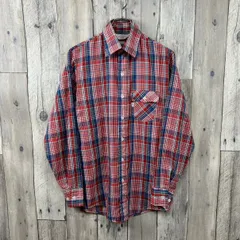 OLD Vintage 70s Levi's リーバイス MADE IN USA 米国製 SF202 50466 2297 Check Shirt 白タグ 長袖 衿芯 チェック シャツ