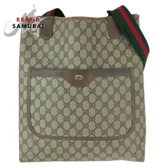 GUCCI グッチ ヴィンテージ オールドグッチ シェリーライン ベージュ ブラウン  GGスプリームキャンバス 39.02.003 トートバッグ 600714【中古】