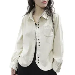 [ReiLuana] シャツ レディース 長袖 コーデュロイ 羽織り ゆったり 体型カバー カジュアル 無地 秋 冬 人気 かわいい お洒落 オーバーサイズ トップス 春 大きめ 通勤 通学 柔らか ルームウエア ブラウス シルエット あ [ベージュ] [L]