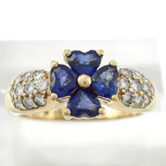 新品仕上げ済 Ponte Vecchio ポンテヴェキオ サファイア 1.10ct ダイヤ ダイヤモンド パヴェ 0.43ct 指輪 リング 花 フラワー K18 750 K18YG イエローゴールド ジュエリー 3906