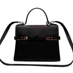 DELVAUX　デルヴォー　タンペート MM　2way　ハンドバッグ　ショルダーバッグ　ブラック　レザー　TEMPETE　カーフ　トップハンドル　デルボー　レディース　メンズ　ユニセックス　ブランド　ハイブランド　4044