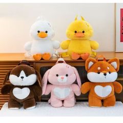 汎用うさぎ 森チャック ぬいぐるみ ハート ピンク 茶色 ブラウン