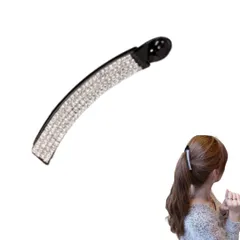 バナナクリップ レディース ヘアアクセサリー リボン ヘアクリップ 大きめ 髪留め しっかり留まる シンプル 可愛い 大人 (ブラック, シンプル) [ブラック] [シンプル]