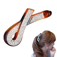 バナナクリップ レディース ヘアアクセサリー リボン ヘアクリップ 大きめ 髪留め しっかり留まる シンプル 可愛い 大人 (ブラウン, リボン) [ブラウン] [リボン]