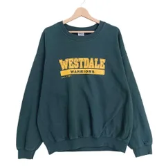 GILDAN ギルダン カレッジロゴ プリント スウェット メンズL 深緑 ダークグリーン WESTDALE WARRIORS ウォリアーズ 古着 アメカジ トレーナー プルオーバー ストリート 裏起毛 ヘビーブレンド ビッグサイズ 大きいサイズ