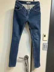 白ステッチ デニム ストレート スキニー