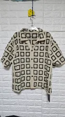 クロシェ編み半袖ユニセックスカーディガン