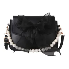 [Liebendo] ショルダーバッグ パール ハンドバッグ ポシェット レディース 斜めがけバッグ リボン ポーチ 小さめ ミニ ショルダーポーチ バッグ ショルダー パーティーバッグ リボン 可愛い かわいい y2k 人気 (ブラック) [ブラック]