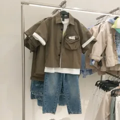 (状態A級) ZARA ザラ カーキ 半袖 シャツ 164 (13 14)