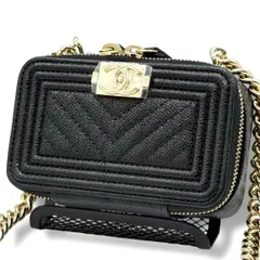 未使用　CHANEL　シャネル　ボーイシャネル　ミニ チェーン ショルダーバッグ　キャビアスキン　AP2708　チェーンウォレット　シェブロン　ココマーク　スクエア　ブラック　Vステッチ　チェーンクラッチ　ミニバッグ　レディース　ハイブランド　3784のサムネイル
