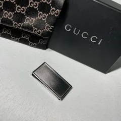 希少 GUCCI グッチ パターンデザイン クロームメタリックシルバー マネークリップ 札挟み 財布 ウォレット キャッシュレス 付属品有