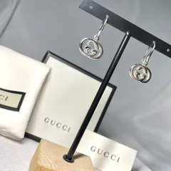 美品 GUCCIグッチ インターロッキングG ダブルG立体デザイン フック スイングピアス スターリングシルバー SV925 男女兼用 付属あり