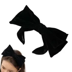 カチューシャ ベロア レディース 大きめ ヘアアクセサリー リボン 上品 可愛い ヘアバンド おしゃれ パーティー 韓国風 髪留め (ブラック, フリーサイズ) [ブラック] [フリーサイズ]