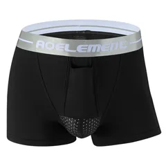 [パンツ道場] メンズ 分離型 ボクサーパンツ 前開き 速乾 蒸れにくい 吸汗 快適設計 (JP, アルファベット, M, ブラック) [ブラック] [M]