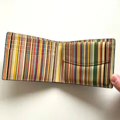 ポールスミス　Paul Smith 二つ折り財布　マルチストライプ　ダークブラウン