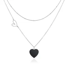 シルバー ピンクゴールド チェーン、ゴールド レディース ネックレス ジュエリー、かわいい ネックレス アクセサリー 金属アレルギー レディース、ステンレス ロングネックレス、プレゼント ペンダント ハート 女性 [Linawe]