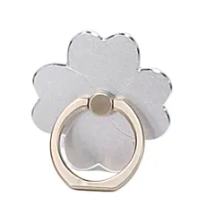 スマホリング スタンド 携帯リング 落下防止 片手操作 動画スタンド対応 ホールドリング クローバー (シルバー) [シルバー]