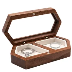 Ailunate ペアリングケース リングケース 木製 ペアリング 収納 リング 指輪ケース 指輪入れ 2個 リングボックス (ホワイト) [ホワイト]