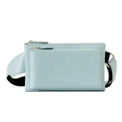 ウエストポーチ ボディバッグ レディース レザー ウエストバッグ ヒップバッグ スマホバッグ 斜め掛け (ブルー/バックル有) [ブルー/バックル有]