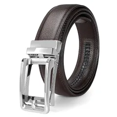 【新品】 [JASGOOD] メンズ ベルト 本革 オートロック 紳士ベルト スーツ用 ビジネス カジュアル 穴なし コンフォート 35mm幅 大きいサイズ 無段階調節 プレゼント ボックス付き コーヒー 0