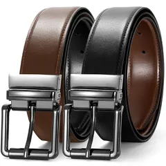 【新品】 [TRIWORKS] ベルト メンズ 本革 1本&二色リバーシブル 回転式バックル 幅3.8cm 調整可能 紳士用 ビジネス スーツ カジュアル ギフト 箱付き 1