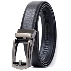 【新品】 [BEEL] ベール ベルト メンズ 牛革 オートロック式ベルト レザー 紳士 穴無し 大きいサイズ ビジネス スーツ カジュアル 【バックルタイプ：シンプル】 シュリンク ブラック 1B BK 1