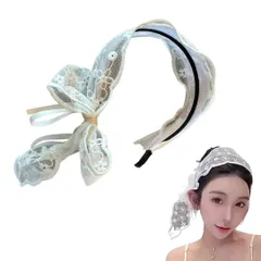 カチューシャ リボン レディース レース ヘッドバンド 幅広 痛くない ヘアアクセサリー 結婚式 デイリー ヘアバンド 大人 ヘアアクセ エレガント ヘアアレンジ 髪飾り おしゃれ ヘッドドレス ヘッドアクセ 韓国風 (ホワイト [ホワイト] [フリーサイズ]