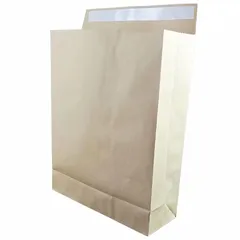 【新品】 宅配袋 梱包紙袋 20枚ゆうパケット用角底袋 無地茶色業務配送梱包資材厚手120g包装ラッピング袋縦395mm横320mm側面マチ110mm+ベロ部分55mm荷物配達出荷ゆうパック宅急郵便袋両面テープマチ付クラフト通販業者様用封筒 0