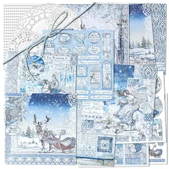 【新品】 ヴィンテージパターンペーパー スクラップブッキングペーパー 装飾紙 デコパージュペーパー 片面 様々なデザイン リピート不要 カード作成用 アートやクラフト コラージュ ギフトラッピング DIY 日記 (Winter) 1