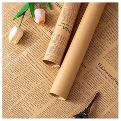 【新品】 ラッピングペーパー 45枚セット 新聞紙風 英字 包装紙 大判 70 x 50 cm 花束 包装紙 クラフトペーパー プレゼント包装 お花包み紙 梱包材 DIY 手作り手芸用 クラフト紙 花屋 雑貨屋用 ラッピング紙 プレゼント包装 ラッピング用 1