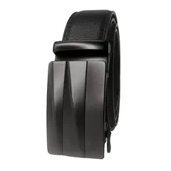 【新品】 [ulterra] ウルテラ メンズ ベルト オートロック ギフトボックス付き 穴なし ビジネス スーツ カジュアル フリーサイズ 無段階 レザー (ブラックF) 0