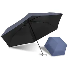 新品 AKIRARI 日傘 折りたたみ傘 超軽量 UVカット UPF50+ 完全遮光 晴雨兼用 レディース メンズ 子供 キッズ 耐風 撥水 コンパクト 収納ポーチ付き ギフト 6本骨 梅雨対策 紫外線遮断 旅行 アウトドア 日本デザイン (ネイビー)