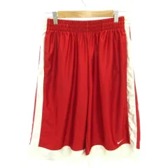 ナイキ NIKE バスケットボールショートパンツ バスパン ロゴ刺繍 サイドライン XL 赤 レッド 白 ホワイト /YJ ■GY66