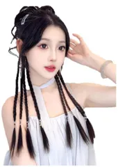 編み込み イメチェン お団子ウィッグ 毛束 付け毛 ポニーテール まとめ髪 ダンス イベント コスプレ 簡単装着 取付簡単 エクステンション 華やか ヘアピース 垂れ毛 (ブラウン) かわいい 大人 個性的 カジュアル 奇麗 [ブラウン]