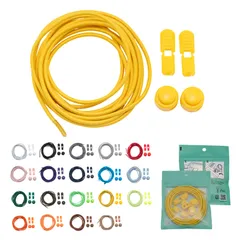 [TEN ANNTONIO] 結ばない 靴紐 ゴム製 ドローコード シューレース ストッパー付き 伸縮 軽量 ほどけない 無地 スニーカー ランニング ウォーキング 通勤 キッズ対応 2本セット レギュラー(ブラック, 120cm) [ブラック] [120]