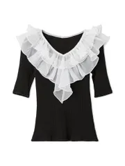 新品 [スナイデル] フリルカラーカットプルオーバー SWCT254045 レディース BLK Free Size