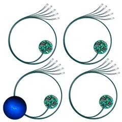 Lezalic LED 超小型 リード線 5本 磁気スイッチ 電飾 4個セット ワイヤレス 点灯 点滅 ボタン電池 (CR927対応) 模型 ジオラマ プラモデル ライト 照明 (ブルー 5) [ブルー 5]