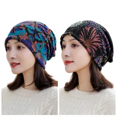 ニットキャップ 帽子 2枚組 医療用帽子 キャップ ネックウォーマー ケア帽子 ワッチキャップ ニット帽 レディース (A) かっこいい かわいい おしゃれ 人気 大人 女性 プレゼント ぼうし 春 夏 秋 用 ケア 帽 UV 対策 防風 薄手 キャスケット 