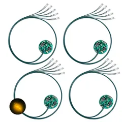 Lezalic LED 超小型 リード線 5本 磁気スイッチ 電飾 4個セット ワイヤレス 点灯 点滅 ボタン電池 (CR927対応) 模型 ジオラマ プラモデル ライト 照明 (イエロー 5) [イエロー 5]