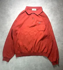 【極美品/日本製】Crocodile クロコダイル ポロ スウェット LL オレンジ 胸ポケット 鹿の子風 裏毛 ヴィンテージ ゆるだぼ ヤマトインターナショナル